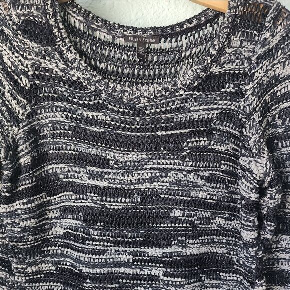 Eileen Fisher open net coastal sweater blouse minimalist contemporary - Picture 8 of 9